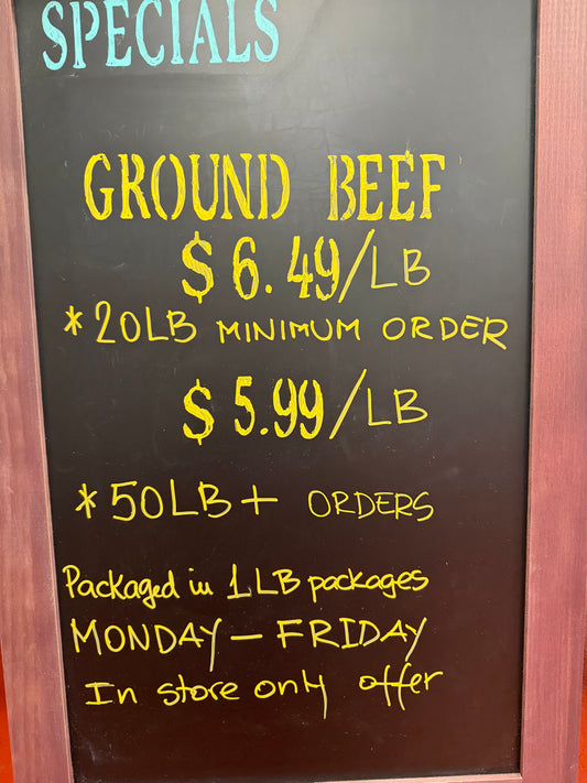 Ground beef package of 20lb