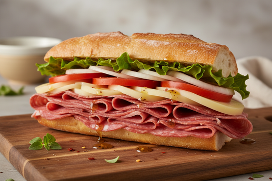 Salami, capicola, mortadella, provolone, lettuce, tomato, onion &amp; Italian dressing! italian sub